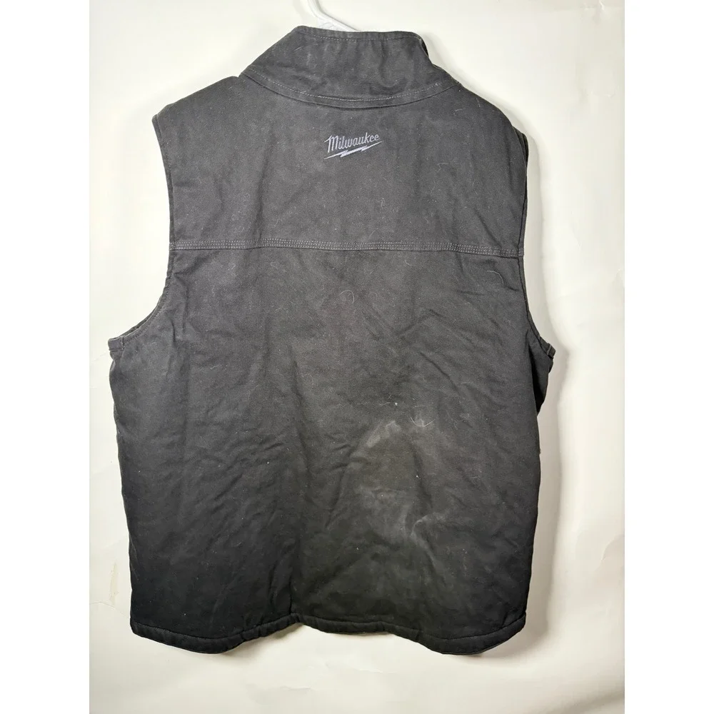 Milwaukee Workwear Black Sherpa Lined Canvas Vest Men's Size XL Full Zip Pockets - Picture 5 of 10
